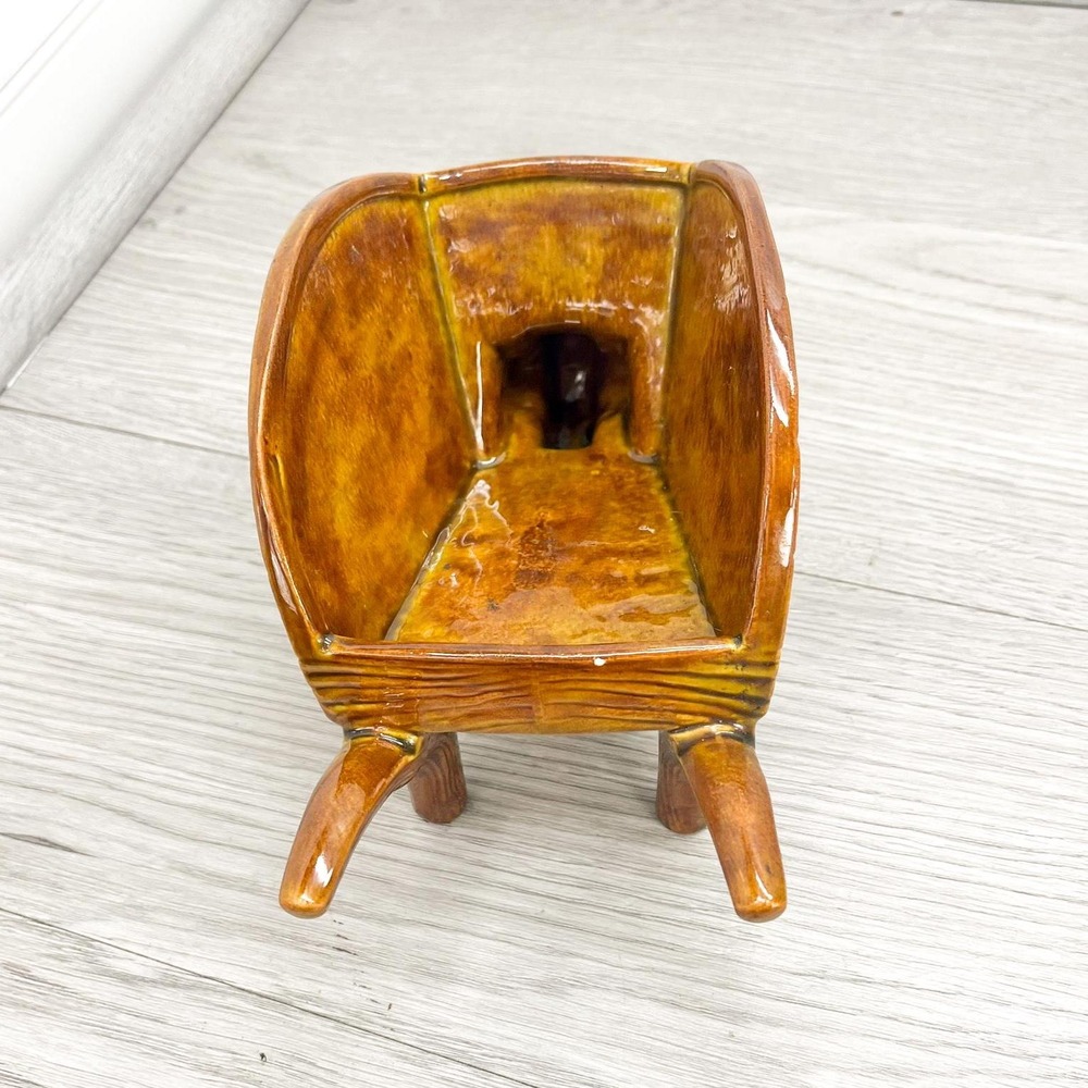 1974 Ceramic Wheelbarrow Plant Holder - Vintage Handmade Rustic Vase Signed Jo - Picture 6 of 7